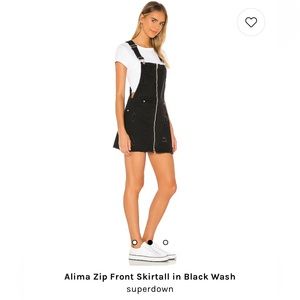 Superdown Alima Zip Front Skirtall in Black Wash